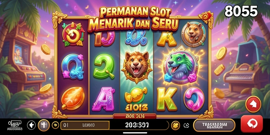Tampilan gameplay Slot yang menegangkan dan penuh warna di 8055.