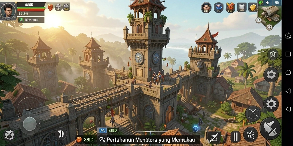 Screenshot menampilkan aksi seru strategis dalam permainan Tower Defense.