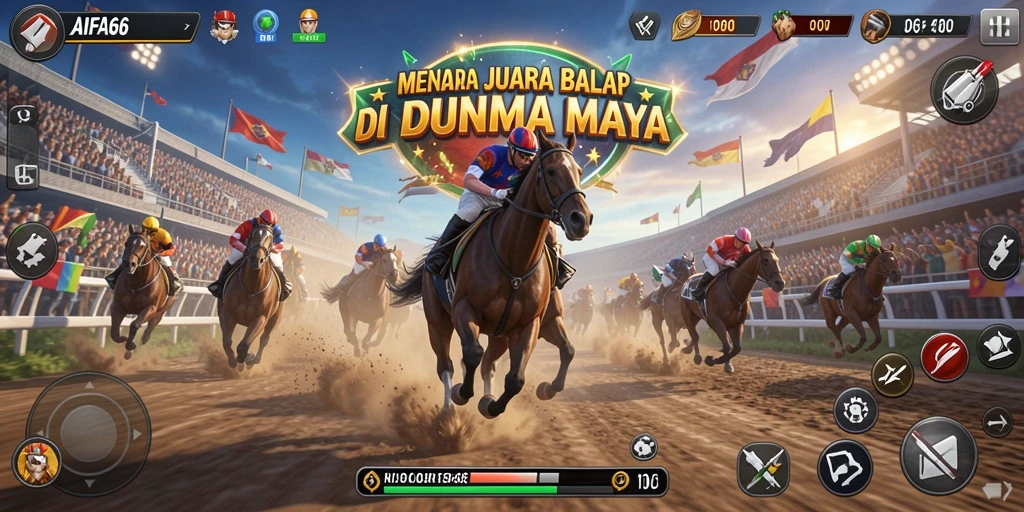 Tampilan gameplay AIFA66 dengan mobil balap di lintasan.