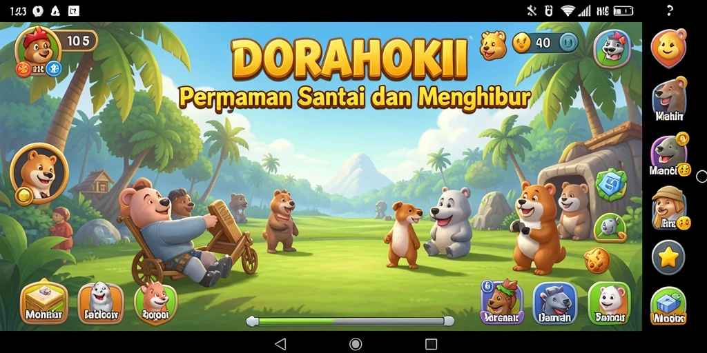 Tampilan gameplay menarik dari DORAHOKI yang penuh warna.