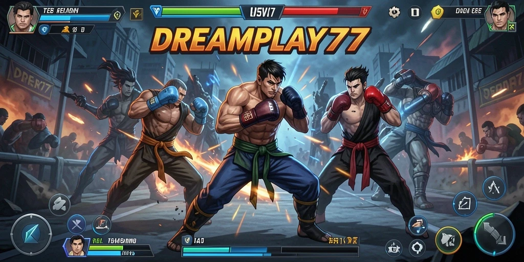 Tampilan gameplay DREAMPLAY77 dengan aksi pertarungan yang seru.