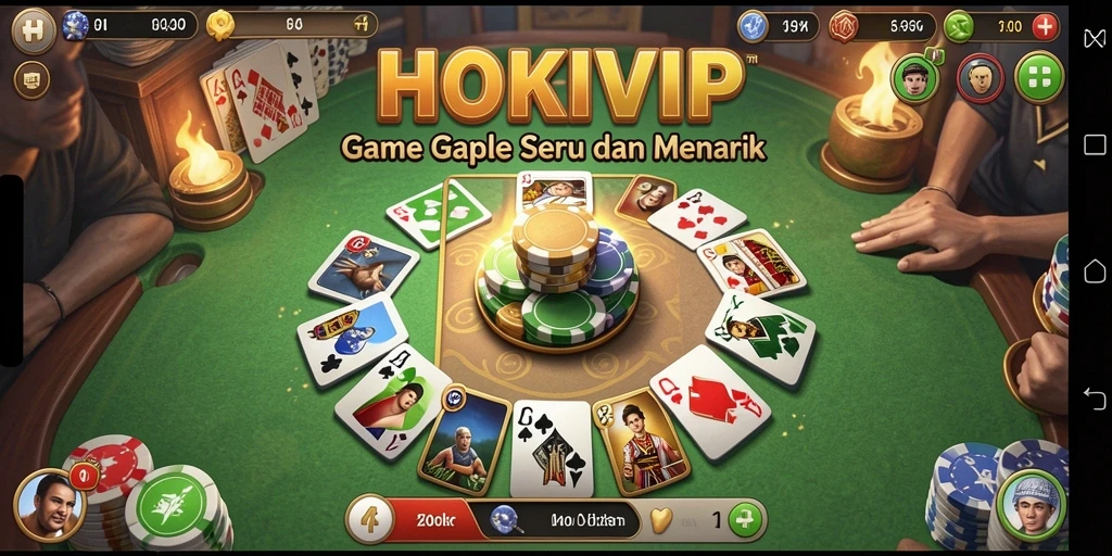 Tampilan menarik dari gameplay Gaple HOKIVIP.