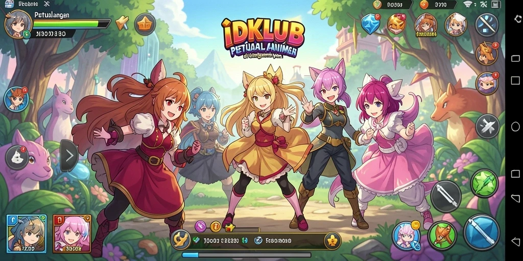 Tampilan gameplay IDKLUB yang memukau, menampilkan karakter-karakter Anime ikonik.