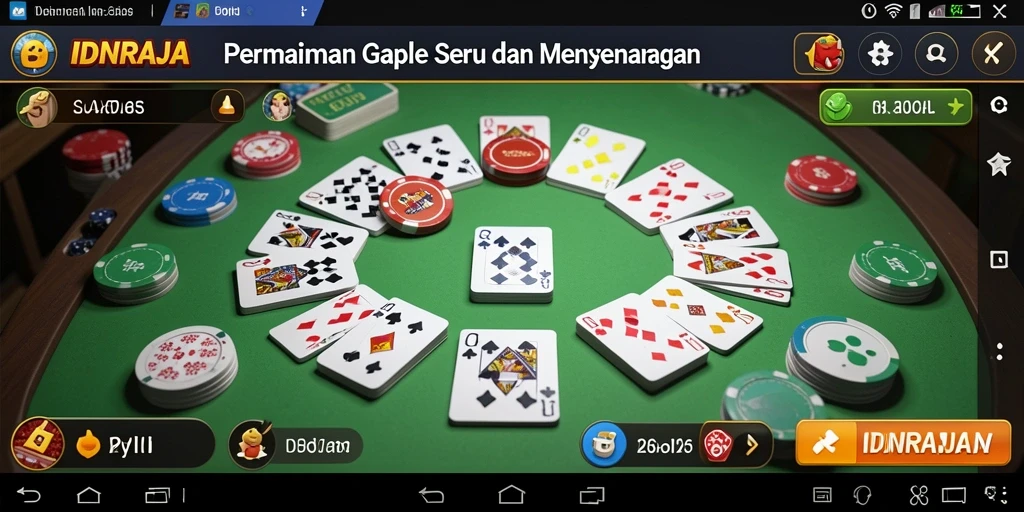 Tampilan screenshot IDNRAJA menunjukkan gameplay Gaple yang menarik.