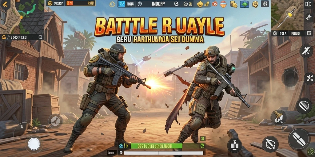 Screenshot dari ACTION seru di INDORP dengan gameplay Battle Royale.