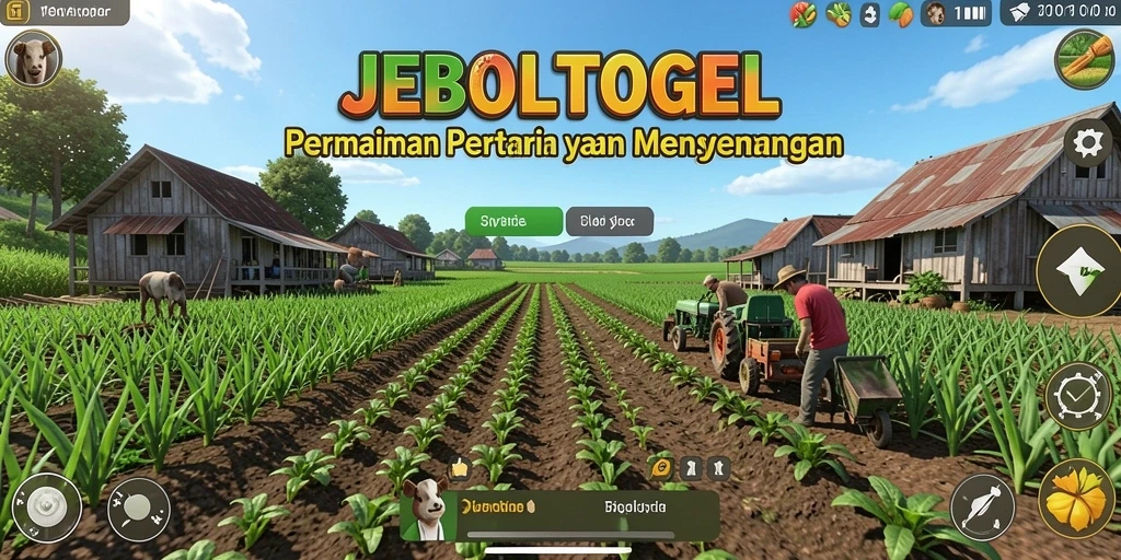 Tangkapan layar gameplay <strong>JEBOLTOGEL</strong> menampilkan ladang yang subur dan interaksi sosial.
