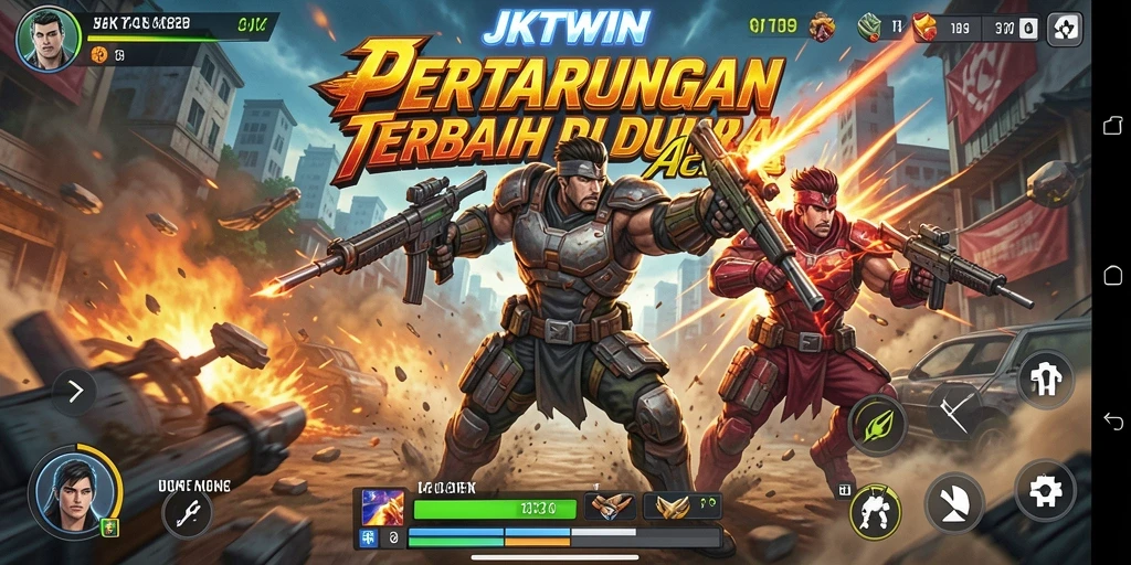 Tampilan penuh aksi dari gameplay JKTWIN yang mendebarkan.