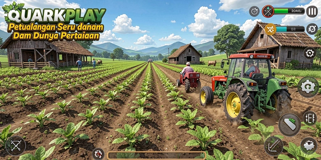 Menampilkan gameplay seru dari dunia pertanian yang interaktif.