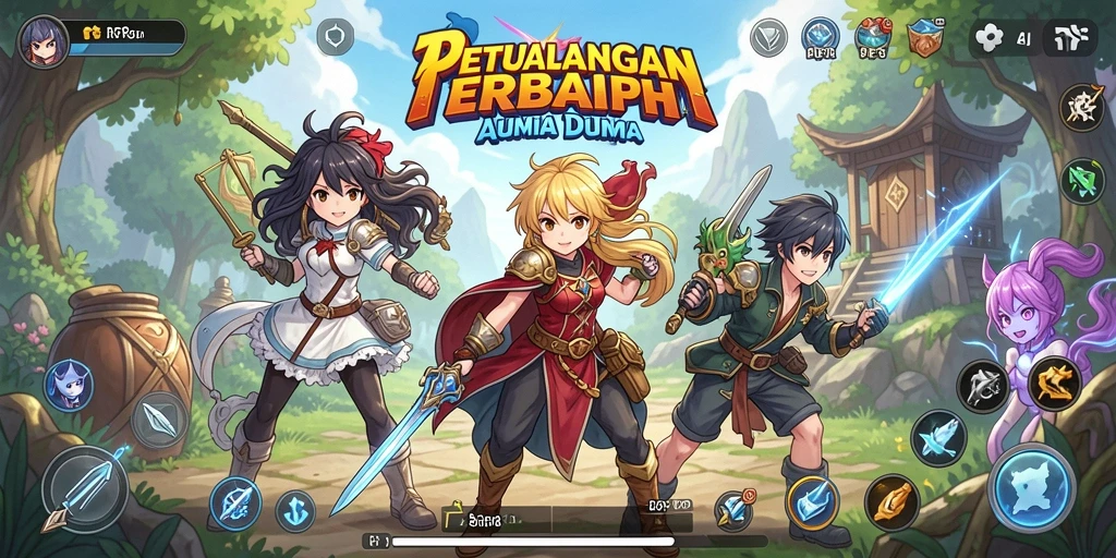 Tampilan gameplay RP8 dengan karakter anime yang memikat.