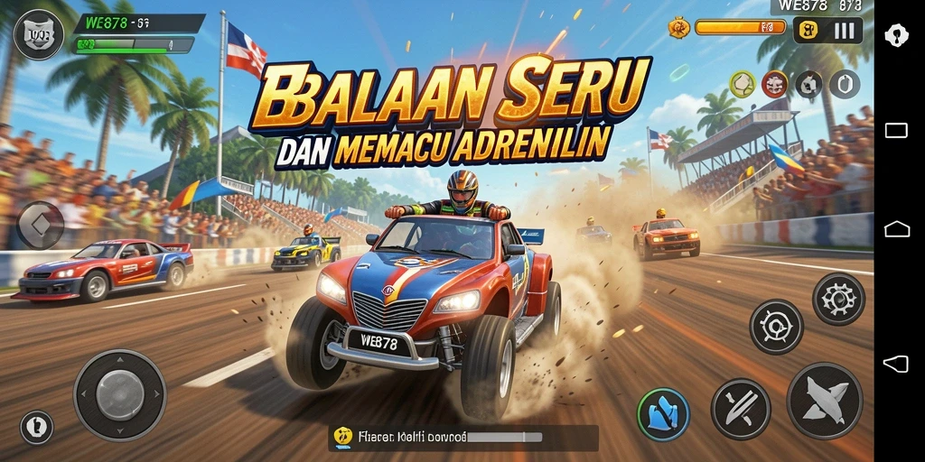 Tangkapan layar gameplay balapan WE878 yang menarik.